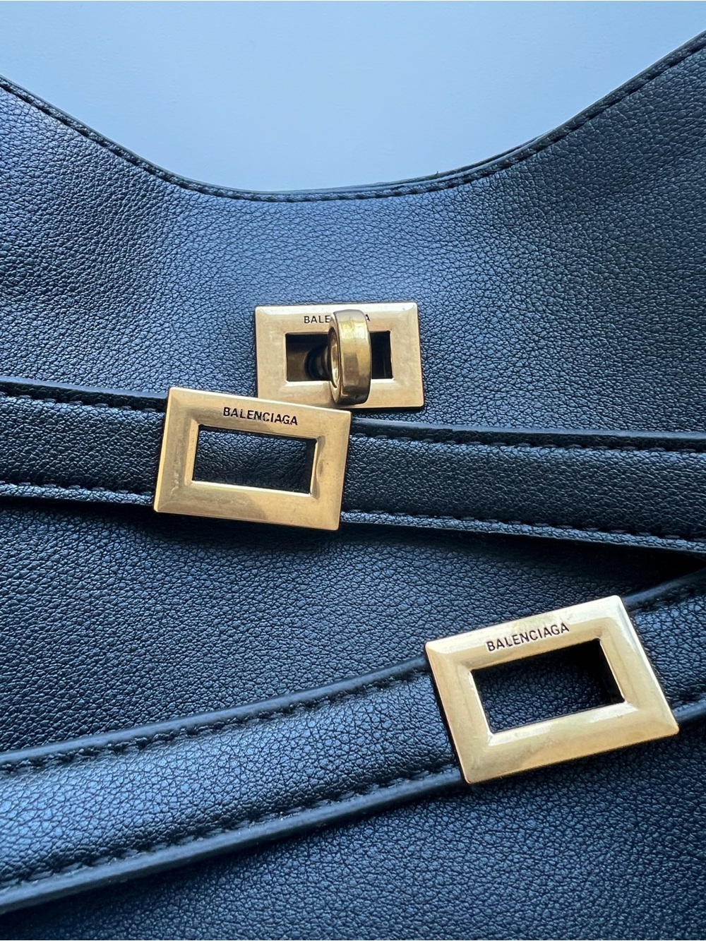 Black Leather Balenciaga Inspired bag - Picture 2 of 7